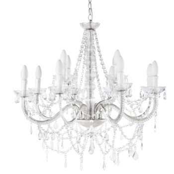 Lustre En Cristal Metal Blanc 12 Branches