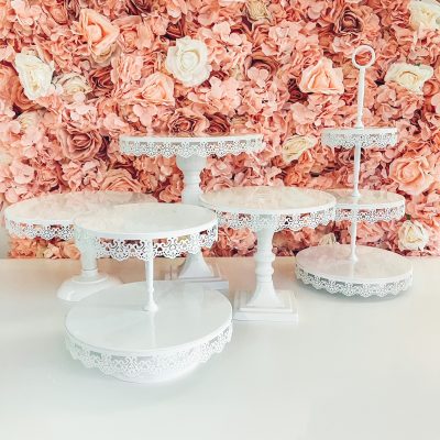 Location Lot de 5 supports à gâteaux blanc