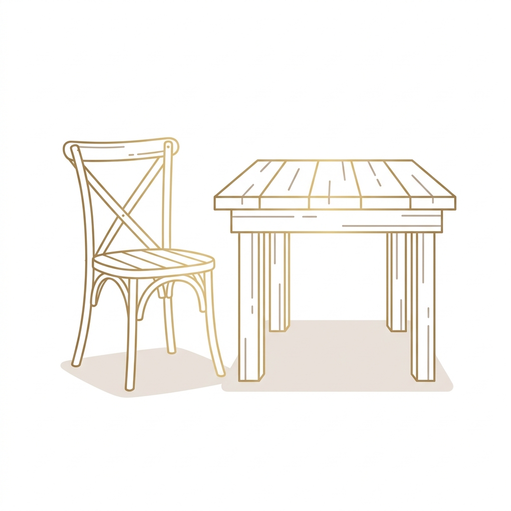location mobilier chaises table bois chic mariage