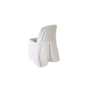 Housse de chaise carré en coton et polyester, en location chez Pink Event