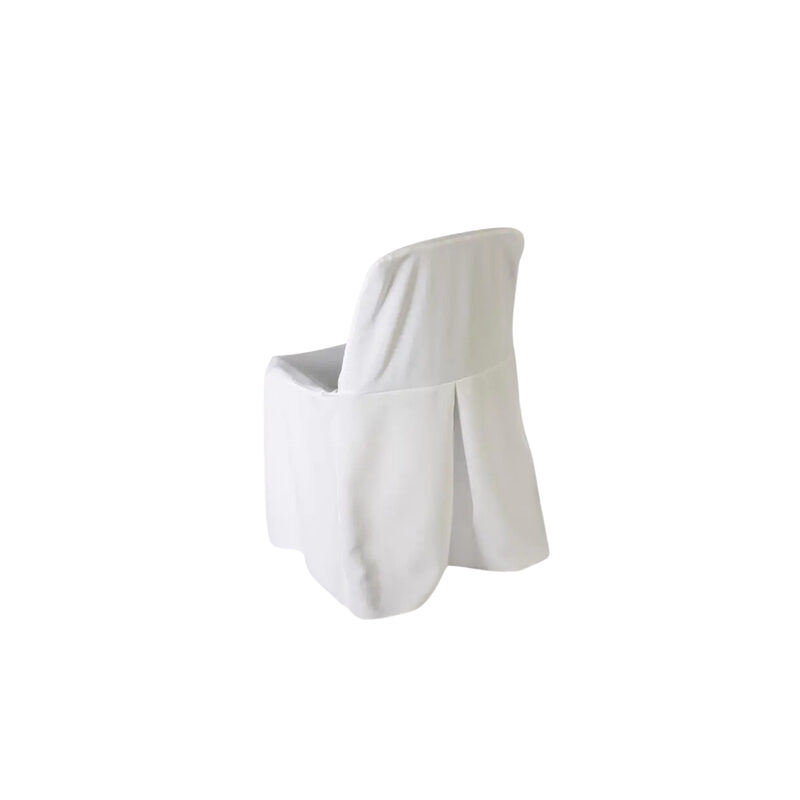 Housse de chaise carré en coton et polyester, en location chez Pink Event