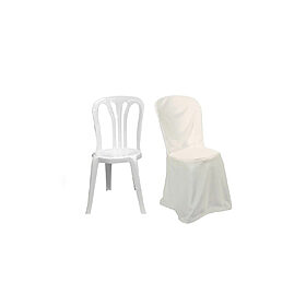 Housse de chaise ronde modèle "Miami" en coton et polyester, en location chez Pink Event