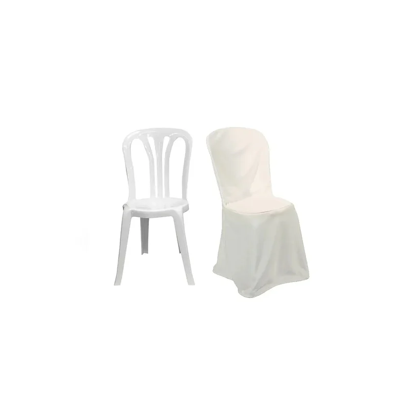 Housse de chaise ronde modèle "Miami" en coton et polyester, en location chez Pink Event