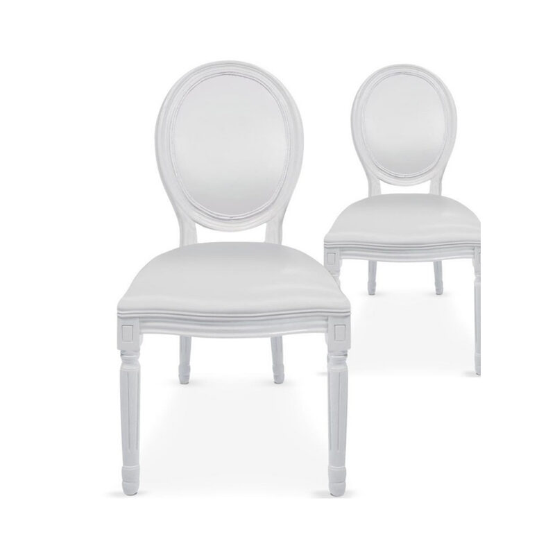 Lot de 2 chaises Médaillons blanches " Mariés ", en location chez Pink Event