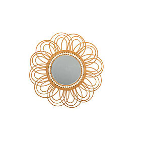 Miroir Safi Camel et Perles Ivoires - Diam 58,5 cm, en location chez Pink Event