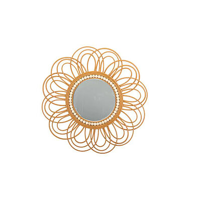 Location Miroir Safi Camel et Perles Ivoires - Diam 58,5 cm
