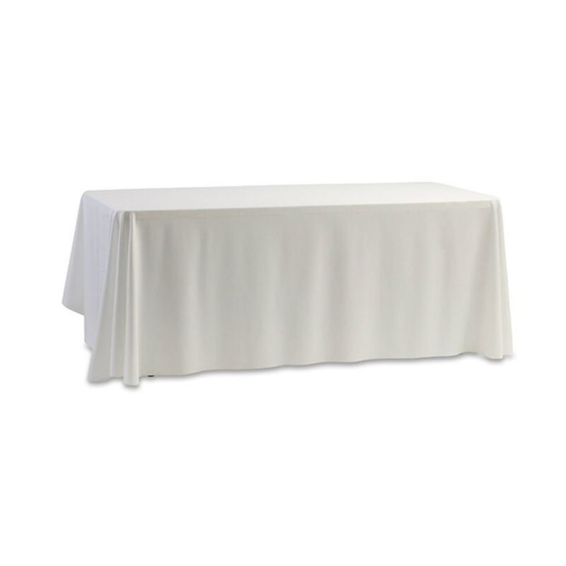 Nappe rectangulaire en tissu blanc, en location chez Pink Event