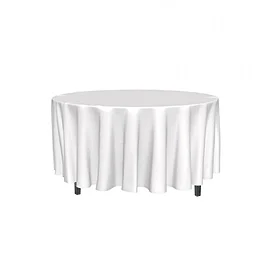 Nappe ronde en tissu blanc, en location chez Pink Event