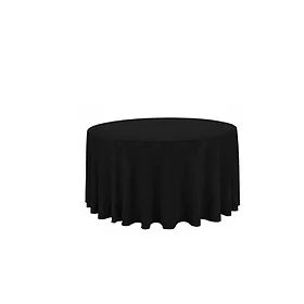 Nappe ronde en tissu noire, en location chez Pink Event