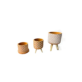 Pack vases en ciment sur pied, en location chez Pink Event