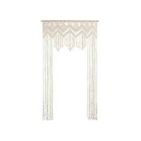 Rideau macramé blanc cassé, en location chez Pink Event