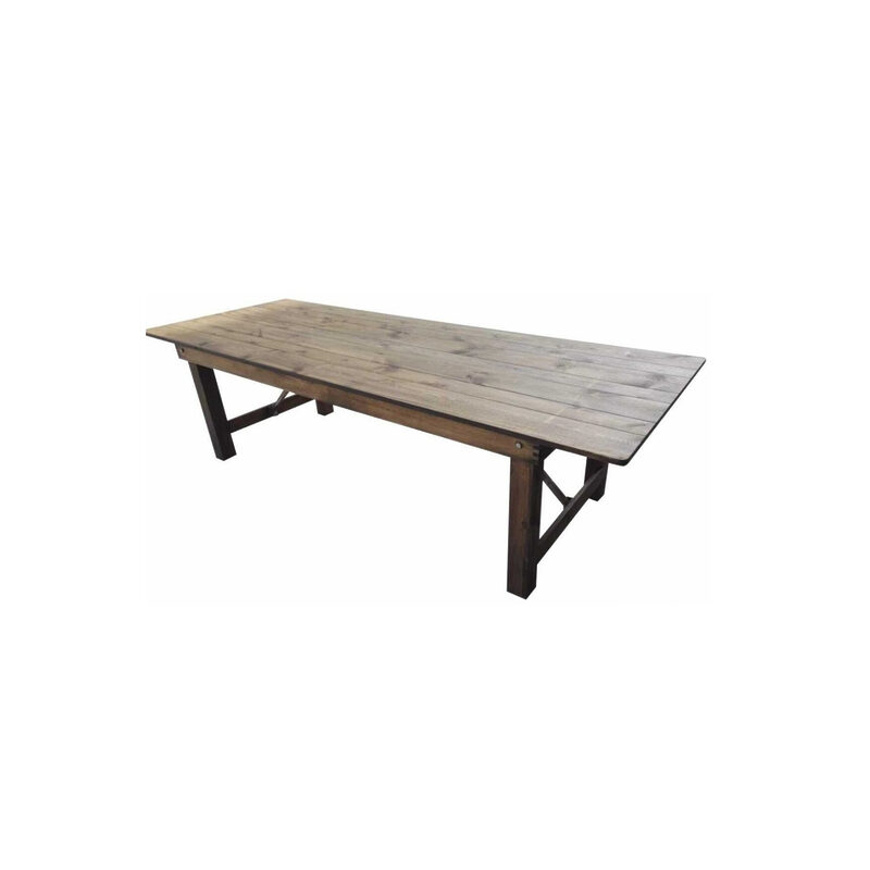 Table en bois rectangulaire, en location chez Pink Event
