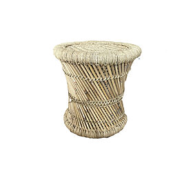 Tabouret en bambou et jute, en location chez Pink Event